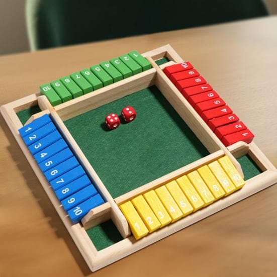 Jeu de société Shut The Box avec dés 2/4 à quatre faces pour enfants et adultes, jeu éducatif familial de stratégie mathématique et numérique,