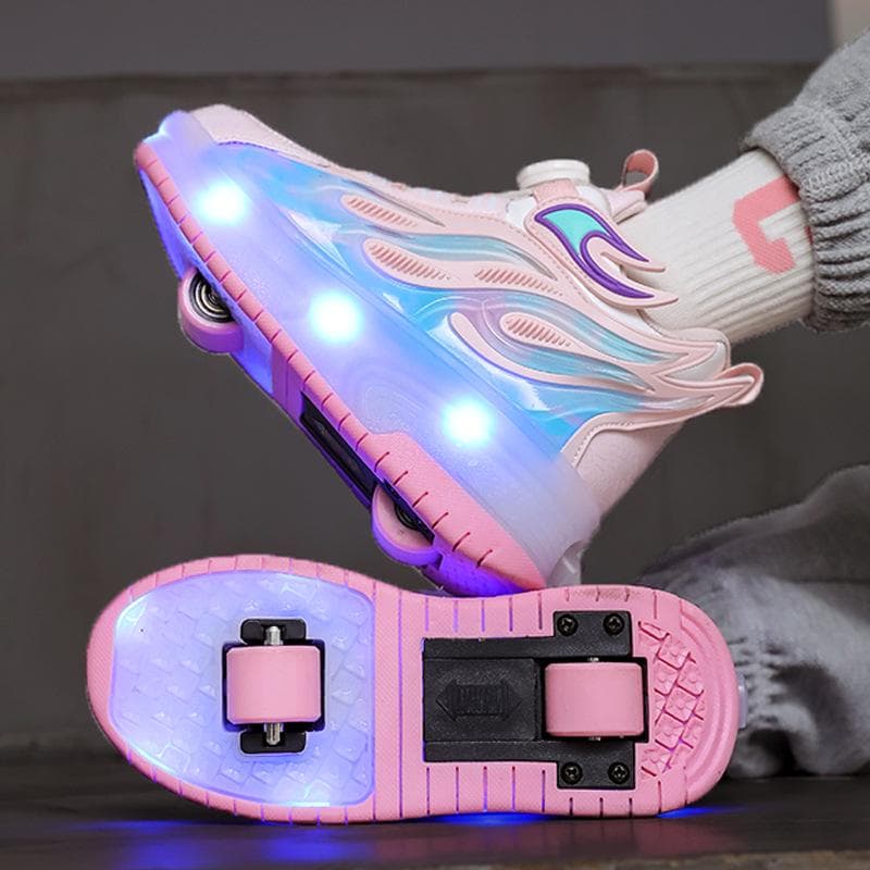 Chaussures à roulettes tendance pour enfants à double roue - Nouvelles chaussures de patinage détachables pour garçons et filles