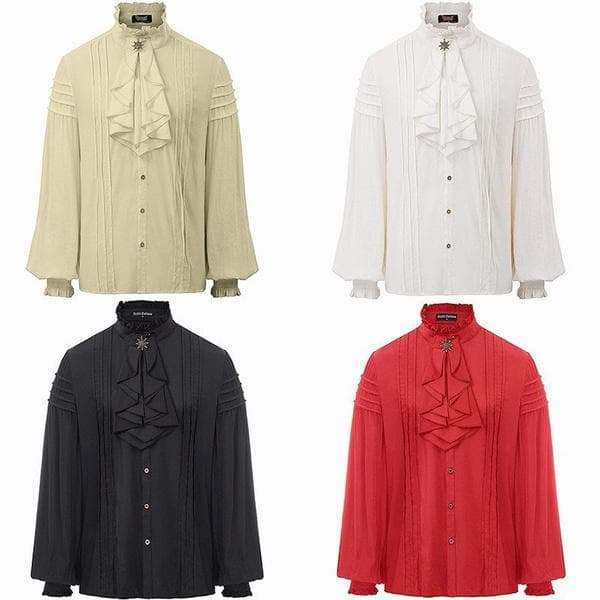 Chemises de Pirate médiévales pour hommes, Costume gothique Steampunk à volants, chemise victorienne de Cosplay Renaissance, hauts Viking cm noir