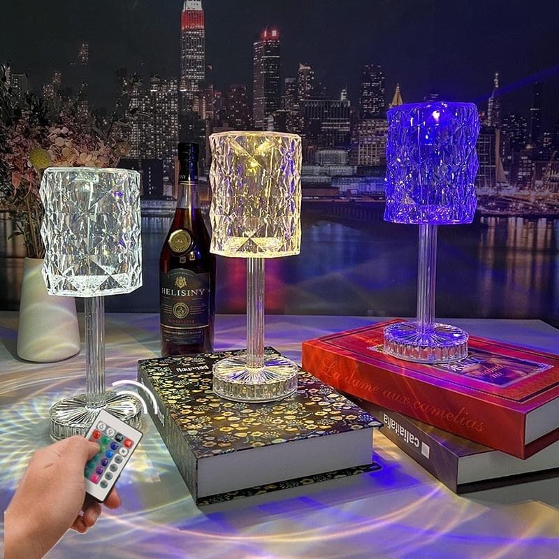 LED lampe en cristal Table Projection Restaurants Bar chevet décoration USB RGB télécommande romantique veilleuses