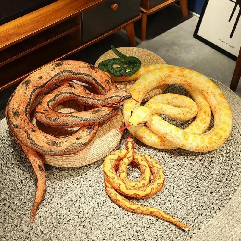 Simulation de serpent géant en peluche, long oreiller en peluche python doré, cadeau pour décoration de la maison orange