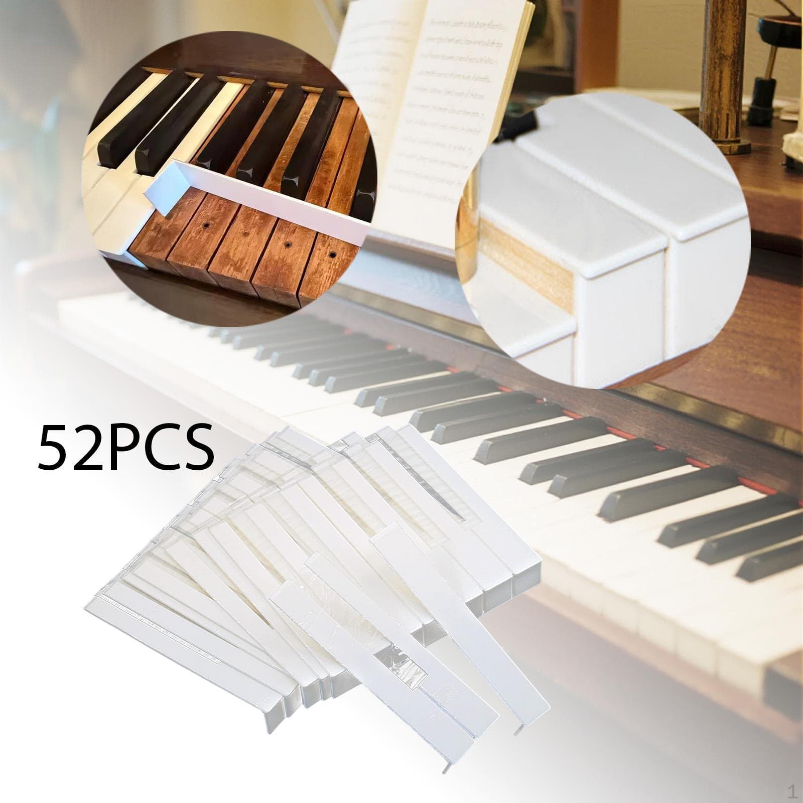 52 Pièces Touches de Piano Clavier Dessus Maintenance Facile à Installer Housse de Réparation Blanche