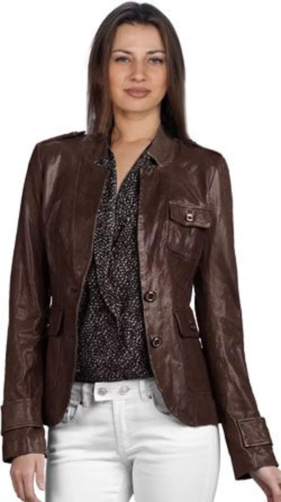 Blazer en cuir d'agneau marron Nouveau Formel Élégant Cuir Femmes Fait main Designer Fête cm marron