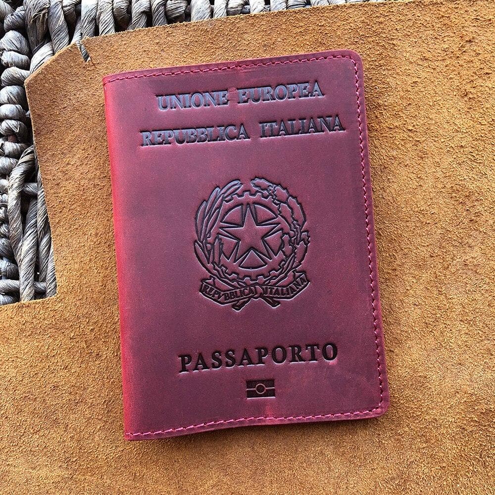 Étui pour passeport italien en cuir Porta Passaporto Pelle Business Porte-passeport italien unisexe et durable Portapassaport rouge