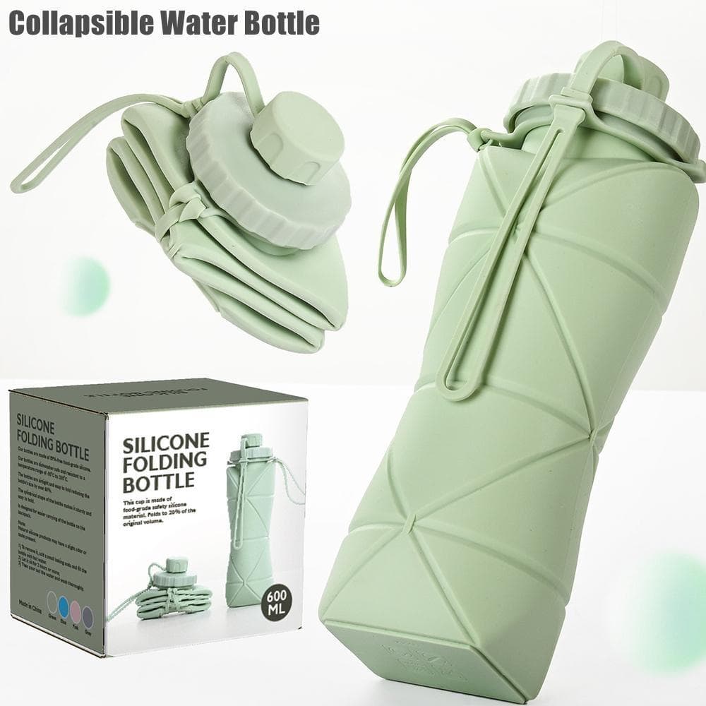 Bouteilles d'eau pliables durables, Valve étanche, bouteille d'eau de voyage pliable pour salle de sport, Camping, randonnée, voyage, Sports vert
