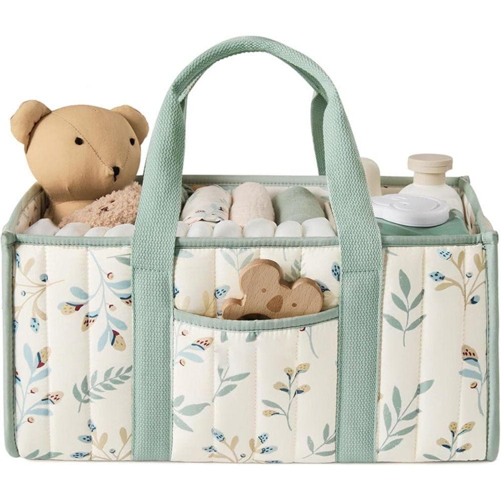 Organisateur de couches grande capacité Panier de rangement portable pour chambre d'enfant à motif floral Essentiels pour nouveau-né Sac de