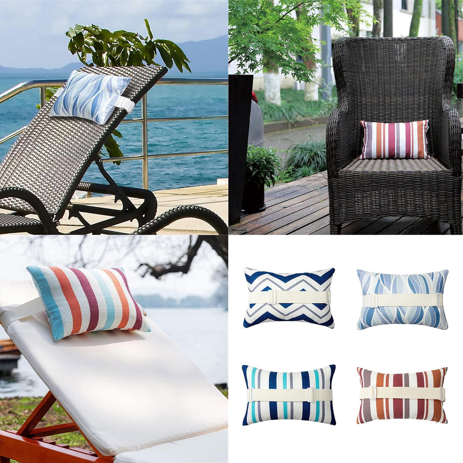 Oreiller pour Chaise Longue d'Extérieur Chaise d'Été Fauteuil à Bascule Transat Repose-Tête Camping Oreiller Repose-Tête pour les Loisirs