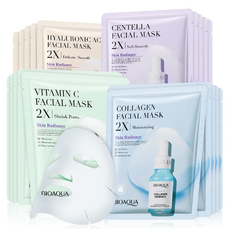20 pièces BIOAQUA Centella Collagène Masque Visage Hydratant Rafraîchissant Masques en Tissu Acide Hyaluronique Masque Facial Produits de Soin de