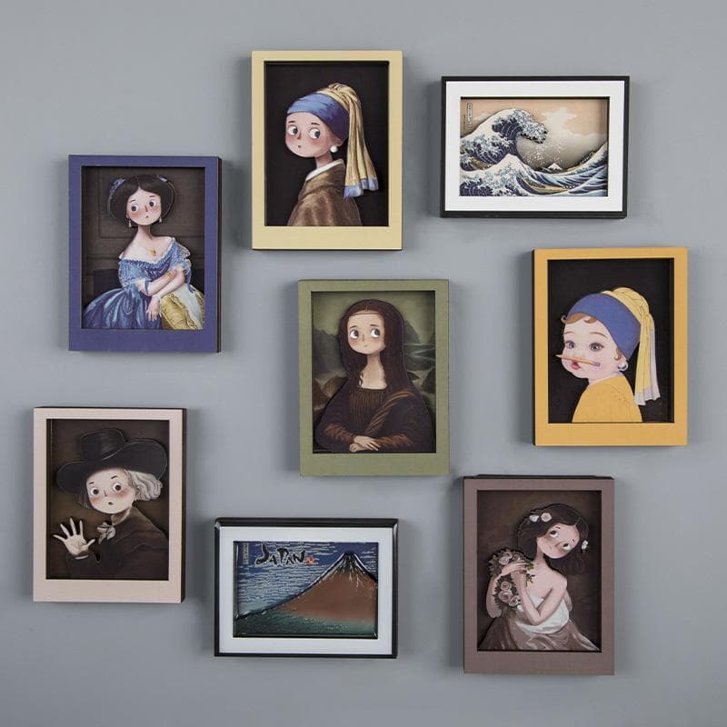 Aimants Frigo Mignons Mona Lisa Fille à la Boucle d'Oreille en Perle Autocollants Magnétiques en Bois pour Tableau d'Affichage Peintures Célèbres