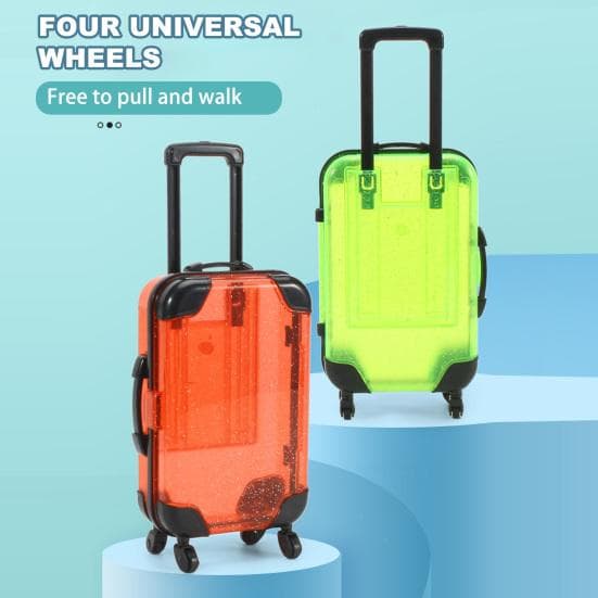 Valise Mini Enfant Jouet avec Poignée Rétractable Grande Capacité Transparent 4 bleu