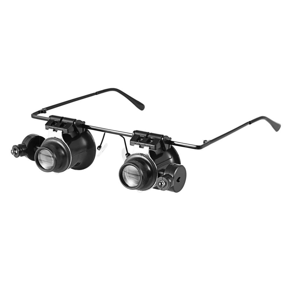 Loupe Avec Deux Lumières LED Réglables Loupe Professionnelle 20X Lunettes Double Oeil Type Outil d'Inspection pour Réparation de Montres Bijoutier