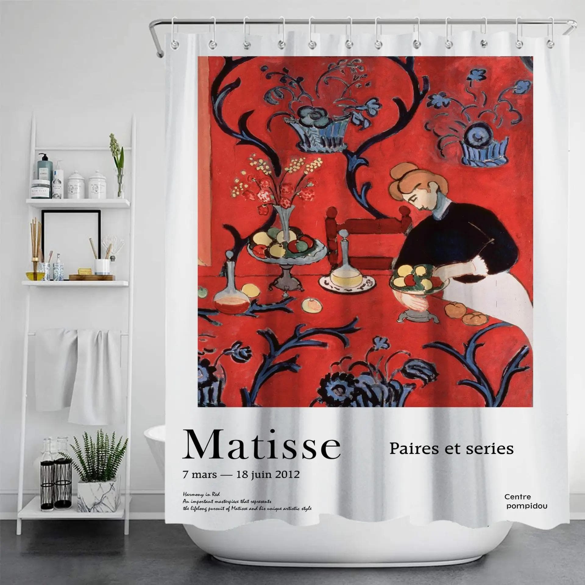 Rideau de douche Morden Matisse Tissu Imperméable Couleur Unie Rideaux de Bain Pour Salle de Bain Baignoire Grand Large Housse de Bain 12 Crochets