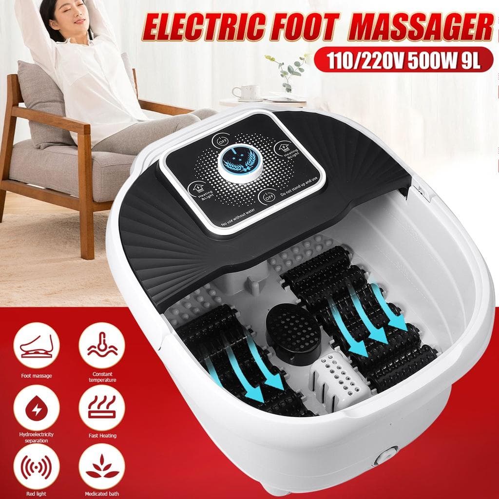 Bain de pieds 500W 9L Trempage automatique Masseur de pieds électrique Température constante Bain de pieds Baignoire spa pour pieds Chauffé Bain de