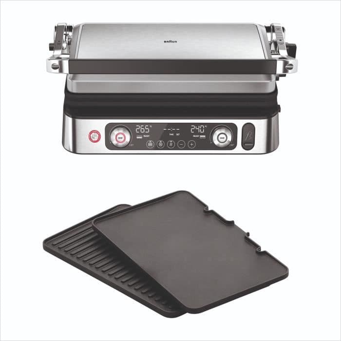 Grill multifonctions - BRAUN - Multi Grill 9 Pro - 2200 W - 3 positions de chauffe - Noir / Acier noir