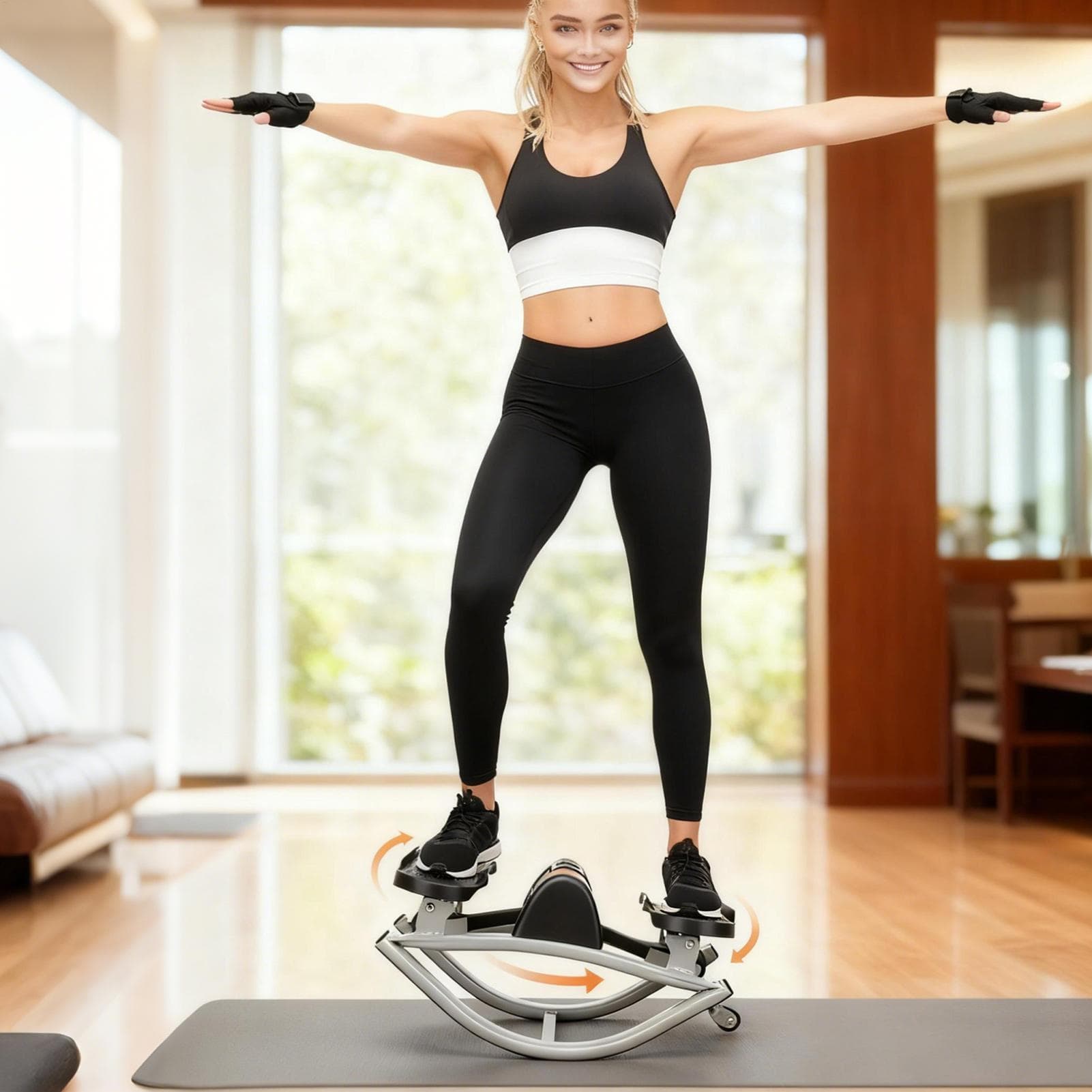 Équipement d'exercice Rock Stepper pour les Jambes Fessiers Stepper Latéral Portable Silencieux pour la Maison Appartement Dortoir Bureau noir
