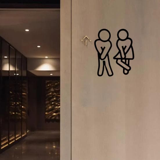 2 Pièces Impression 3D Panneau de Salle de Bain Toilettes Porte Hommes Femmes Panneau Commerce Restaurant Bureau Hôtel Toilettes Mur Identification