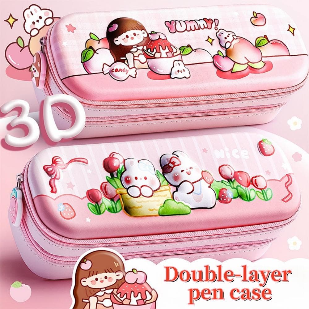 Trousse à crayons 3D Kawaii en EVA, grande capacité, étanche, légère, pour fournitures scolaires et de papeterie