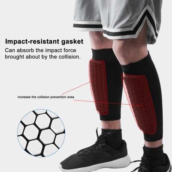 Protège-tibias de football pour enfants, jeunes et adultes, manchon de compression pour mollet avec coussinets alvéolés, équipement de protection
