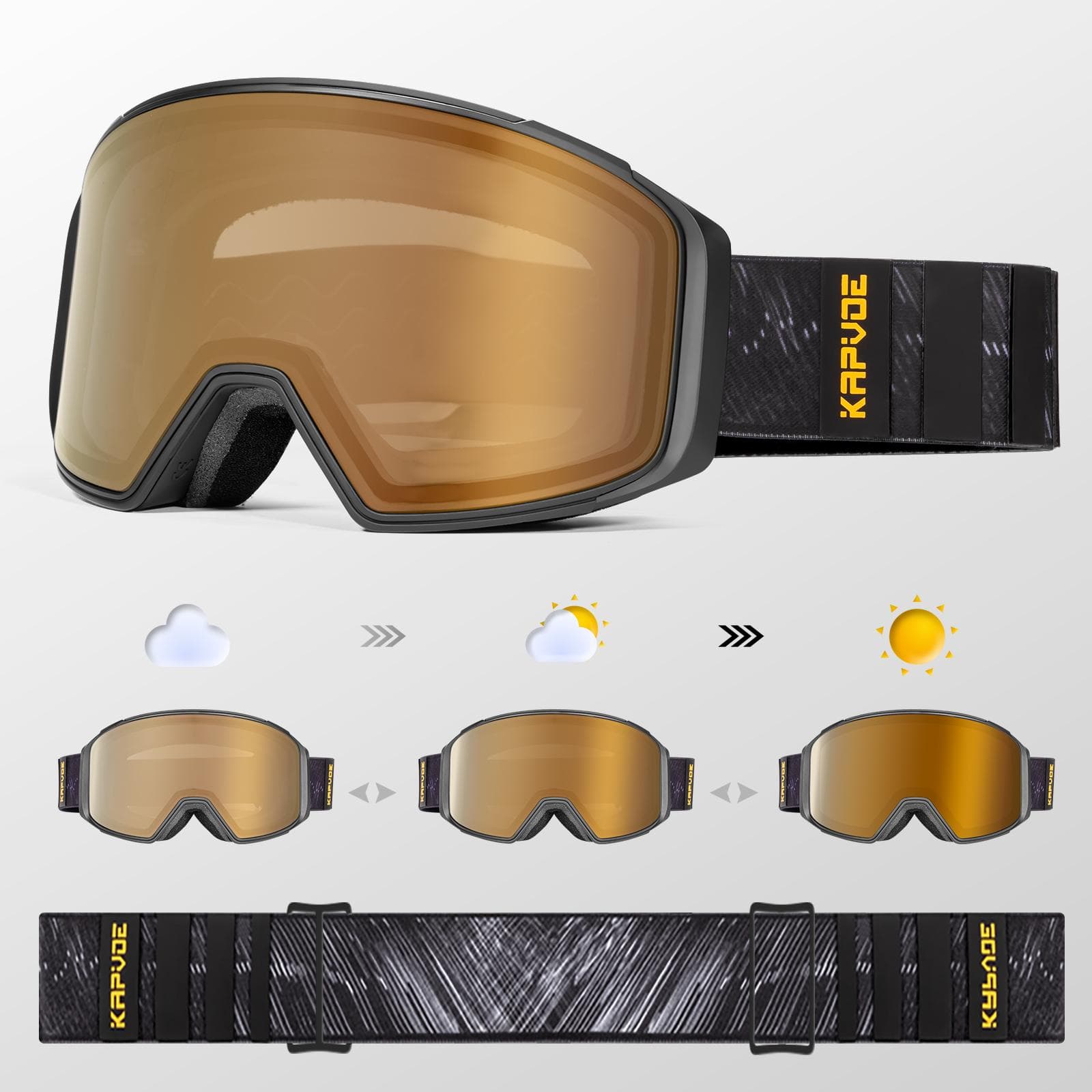 Lunettes de ski photochromiques avec protection UV400, masque de sport pour hommes et femmes, lunettes de snowboard antibuée d'hiver, lunettes de ski