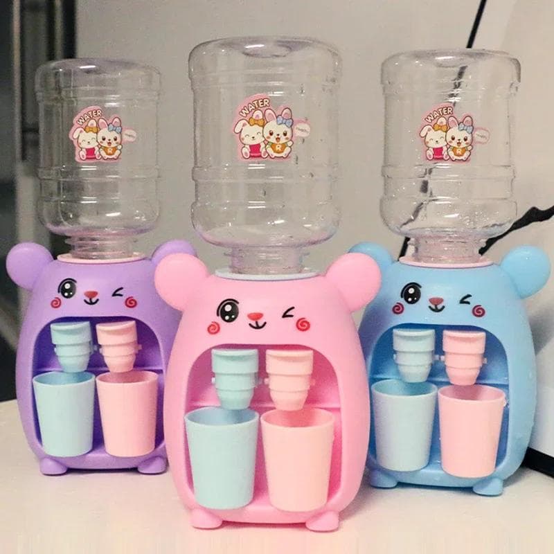 Mini Distributeur d'Eau Kawaii pour Enfants Cadeau Eau Froide/Chaude Jui Lait Fontaine à Boire Simulation Dessin Animé Jouet de Cuisine