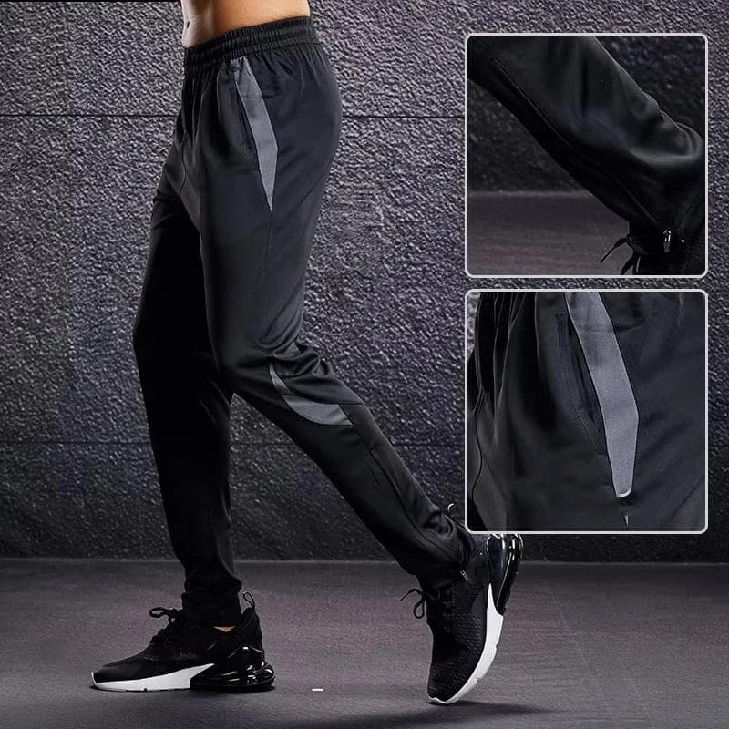 Pantalons de sport pour hommes Pantalons de course avec poches zippées Entraînement de football Pantalons de jogging Pantalons de sport Fitness
