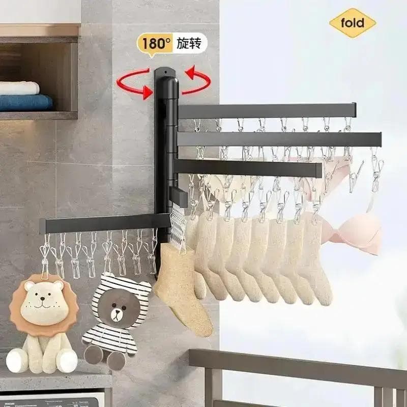 Séchoir pliant multifonctionnel sans perçage pour la maison, la cuisine, la salle de bain, le balcon, séchage suspendu des vêtements,