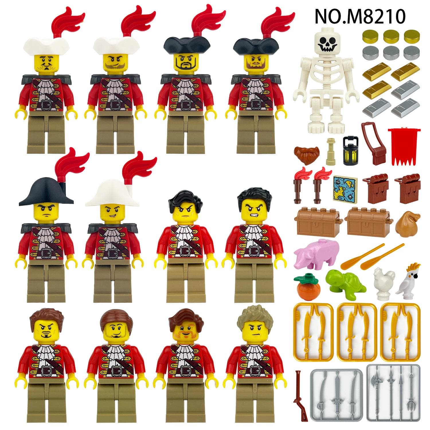 12PCS MOC Seigneur Maritime Pirate Minifigurine Bloc de Construction Jouet