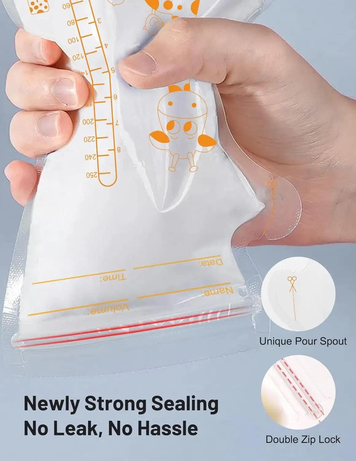 250ml  30/100pcs Sac de Conservation Lait Maternel Auto-Portant Récipients de Stockage Aliments Bébé Sacs Congélation Lait Anti-Fuite Alimentation