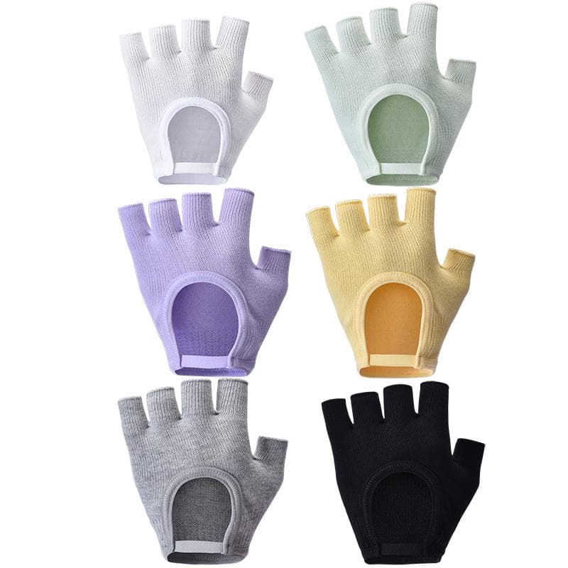 Gants de yoga antidérapants pour femmes, en coton, respirants, pour le fitness, le cyclisme, le Pilates, la pêche blanc