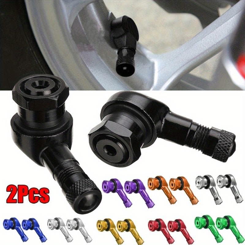 Tiges de Valve de pneu de moto CNC à 90 degrés, 2 pièces, roues universelles en aluminium, bouchons de Valve TWPO anti-fuite NCY gris