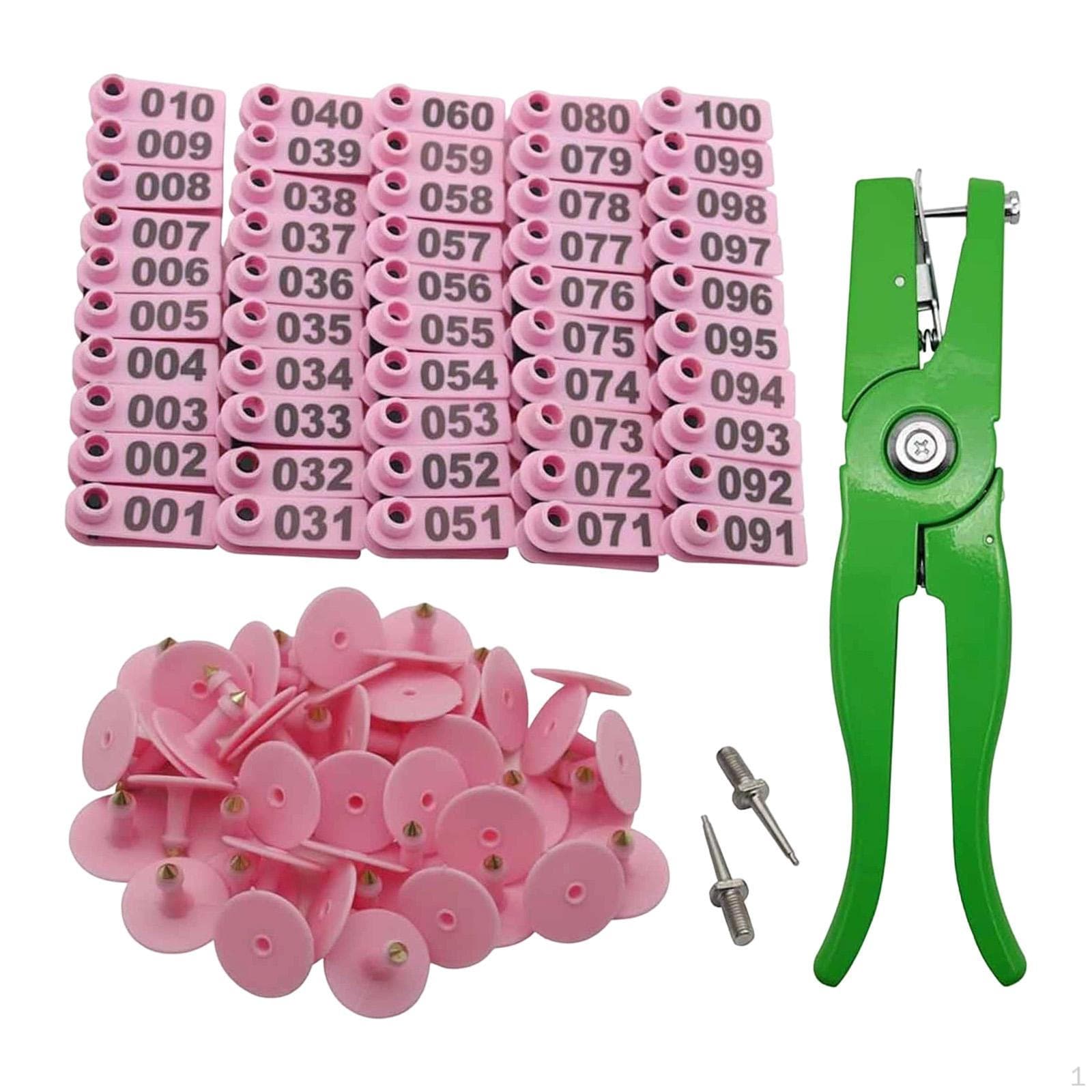 100x Boucles d'oreille pour bétail Étiquette de marquage robuste Numérotées 001-100 pour cerf vache chèvre