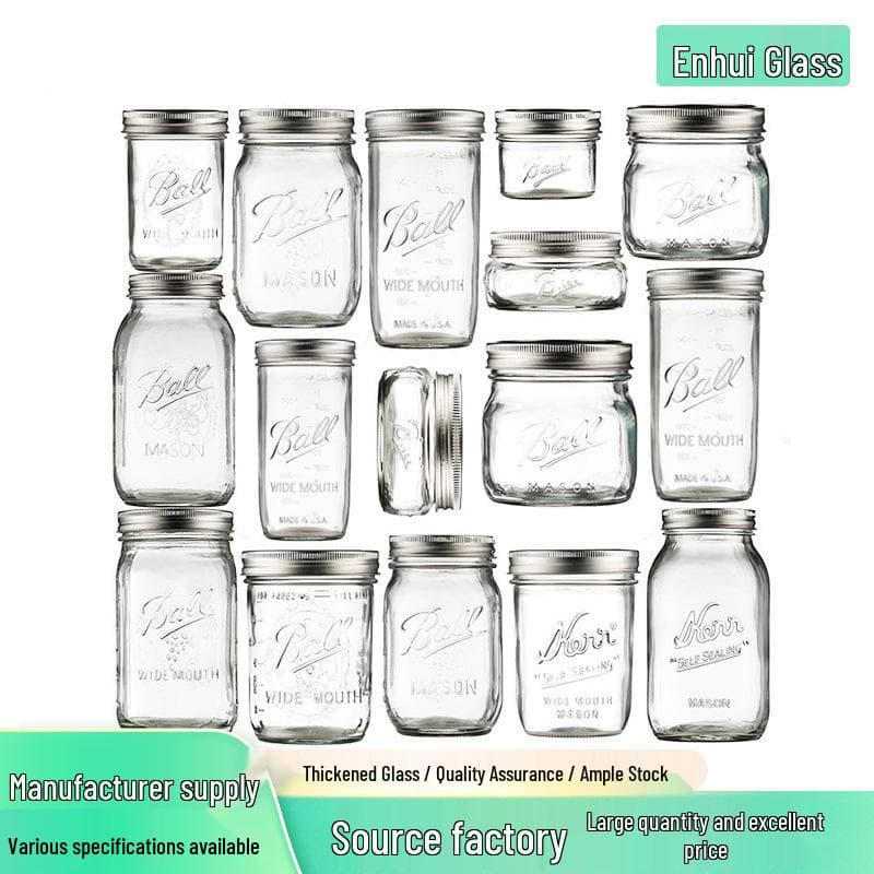 Bocal Américain Rétro avec Couvercle - Tasse en Verre pour Flocons d'Avoine, Récipient Transparent pour Boissons, Scellé et Vide.