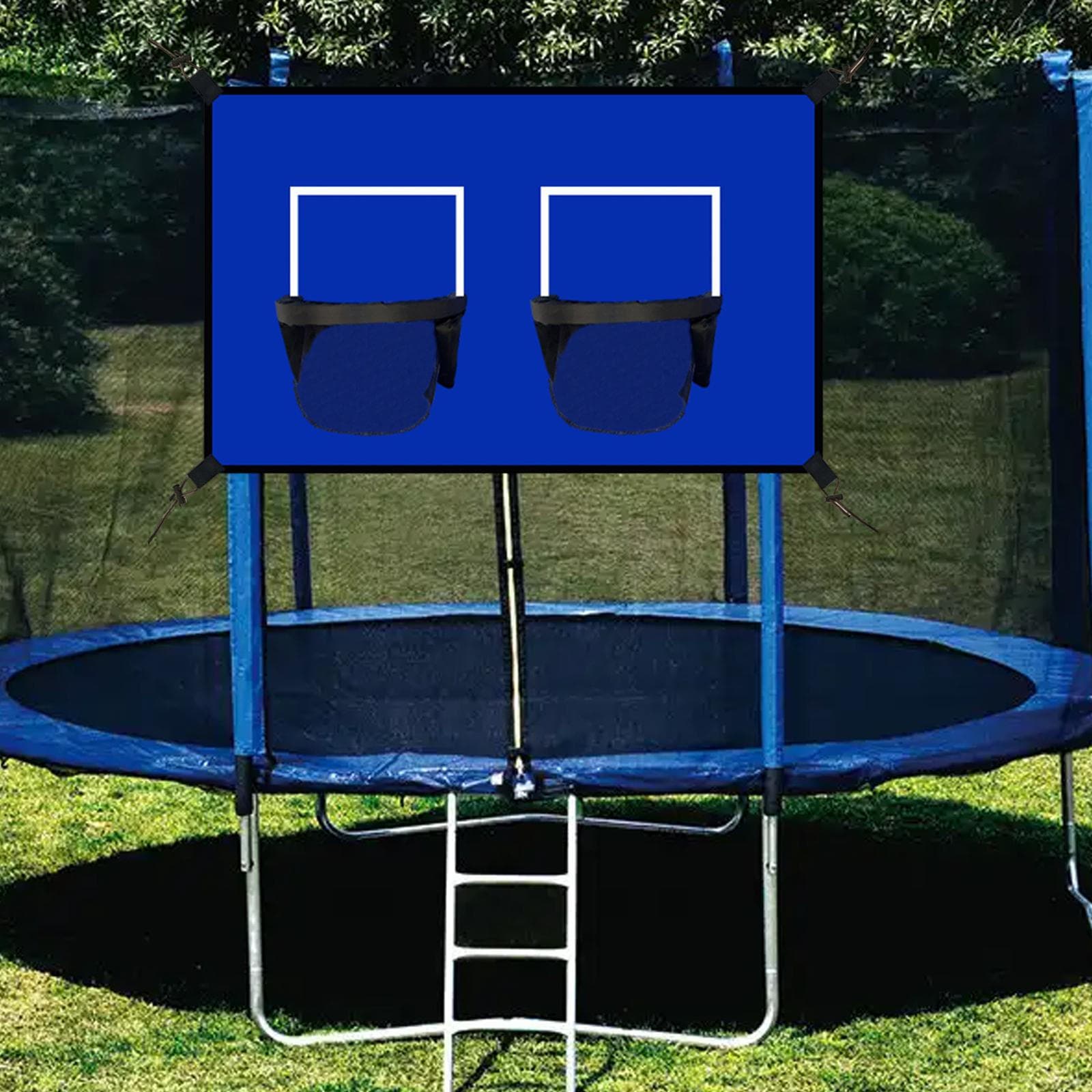Ensemble Panier de Basket pour Trampoline avec Paniers Doubles Accessoires Étanches Jouet
