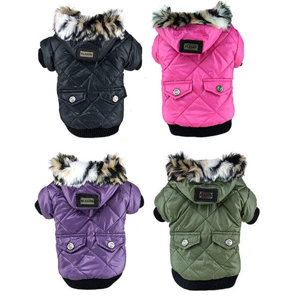 Manteaux à capuche mignons et chauds pour animaux de compagnie, poches garnies pour chien et chiot rose