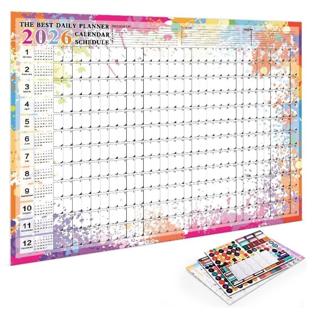 Feuille de Planificateur Calendrier 2026 Planificateur Annuel Feuille de Planificateur Annuel Calendrier Mural Bureau à Domicile