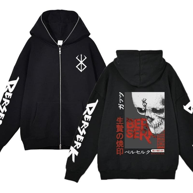 Berserk vestes à capuche Anime Guts sweat à capuche décontracté polaire surdimensionné sweat ample Hip Hop Streetwear veste zippée manteaux cm