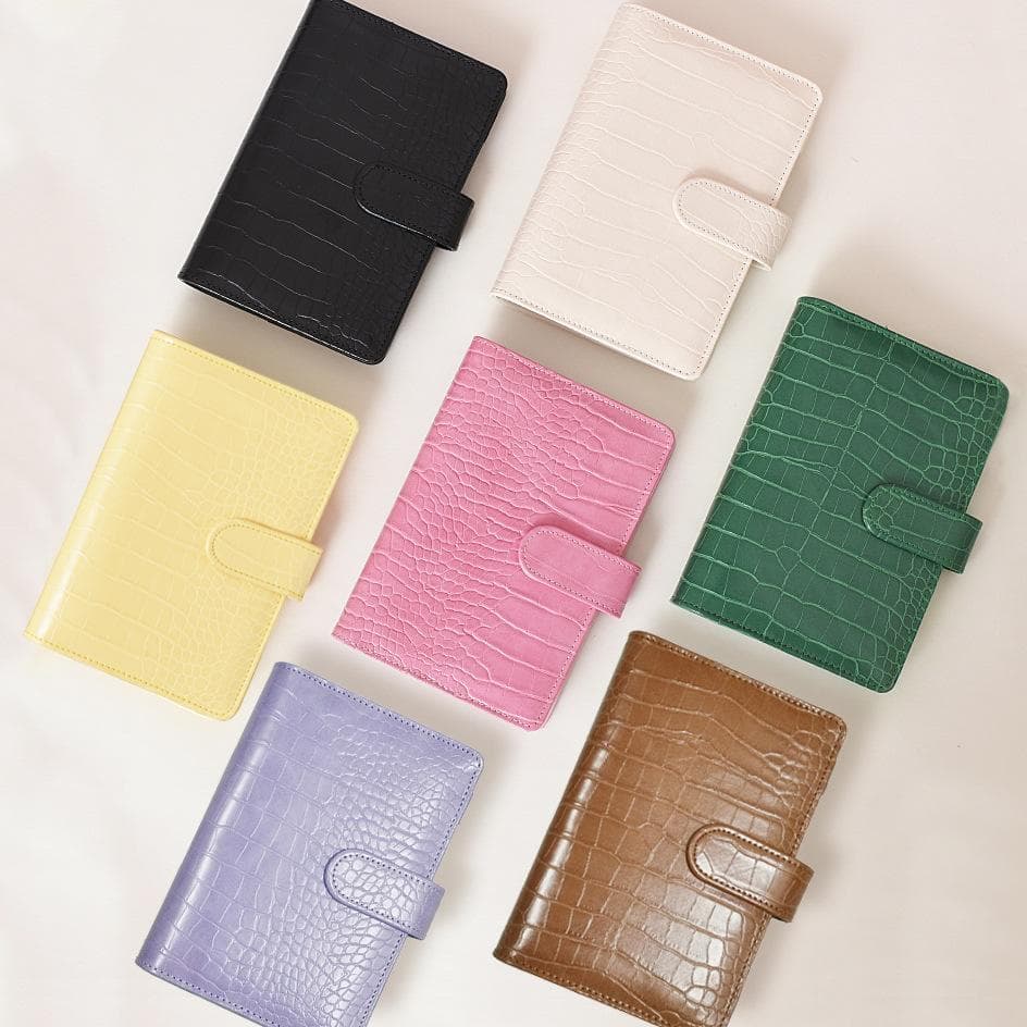 A5/A6 PU Macaron Motif Crocodile Classeur à Anneaux Couverture Seule Journal de Voyageur en Cuir