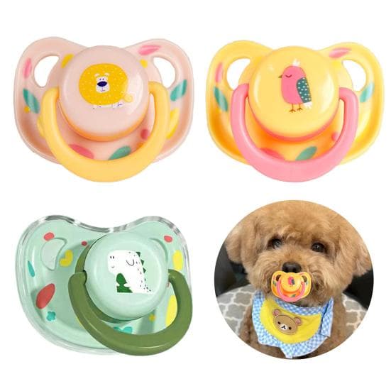 Lot de 3 tétines en silicone pour chien et chat - Jouet à mâcher apaisant et amovible - Rotatif - Portable - Petit - Doux - Jouet de dentition pour