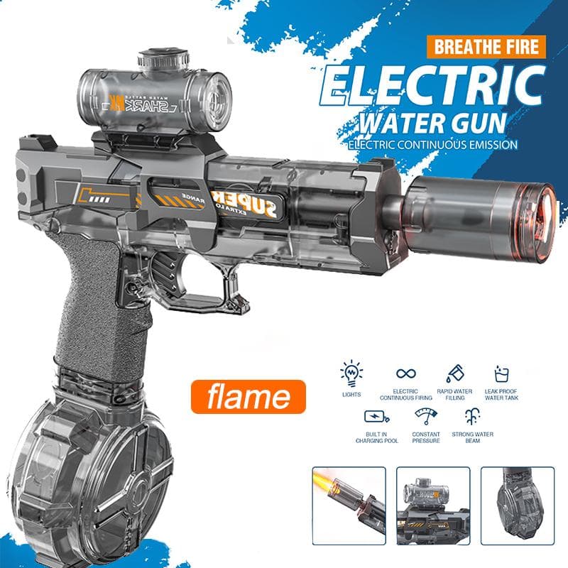 Pistolet à eau électrique Jouet avec Recul de Tir Simulé Capteur Automatique Lumières pour Enfants Amusant d'Été en Plein Air Plage bleu