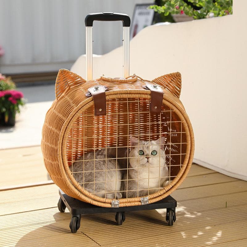 Sac Chat Animal de Compagnie Respirant Portable Chiot Chien Transporteur Rattan Chariot Chariot Chat Boîte de Voyage Cage Chat Boîte Chat Chariot