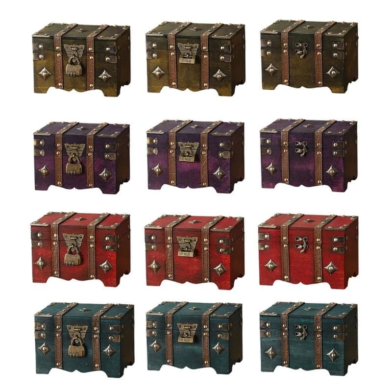 Boîte de rangement verrouillable de style antique avec code de combinaison sécurisé, coffre en bois de grande capacité pour bijoux, objets de