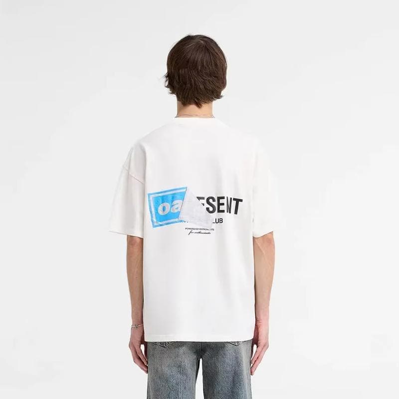 T-shirt Manches Courtes Lavé Vintage Édition Limitée Collaboration Groupe de Rock Oasis Impression Lettres Anglaises Haut d'Été Décontracté cm