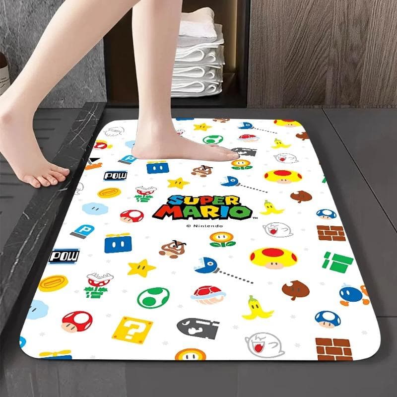 Tapis de Sol Dessin Animé Disney M-Mario-Bros Tapis d'Entrée en Flanelle à Imprimé Graphique Pour Salle de Bain Cuisine Tapis d'Entrée