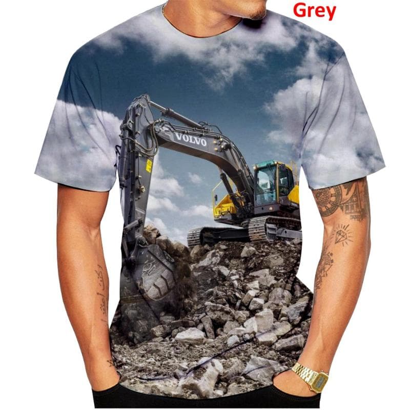 T-Shirt d'été à manches courtes et col rond pour homme, vêtement de sport, Streetwear, surdimensionné, avec pelle drôle imprimée en 3D cm
