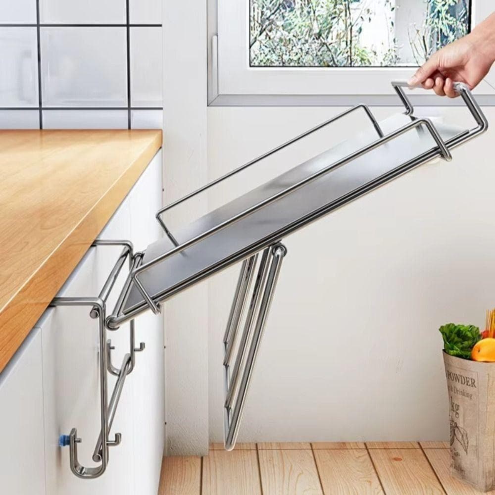Étagère de Rangement Pliante en Acier Inoxydable pour Comptoir Design Compact Pliable Économiseur d'Espace Étagère Sans Encombrement Mural