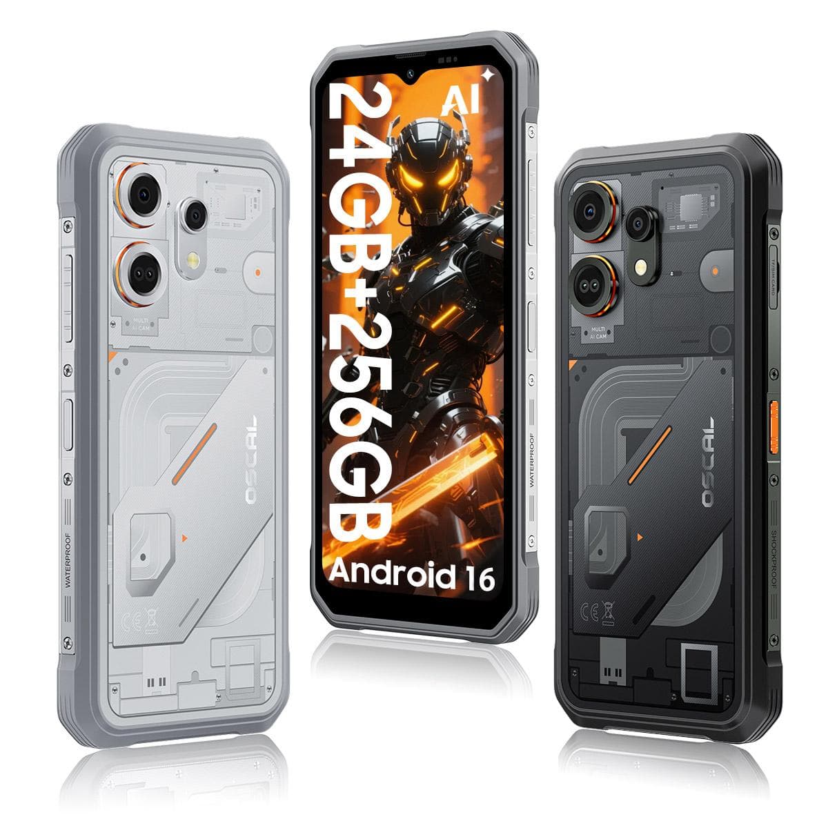 OSCAL MARINE 3 Android 16 Smartphone 8 Go + 256 Go MediaTek Helio G81 Téléphone Robuste Mobile noir