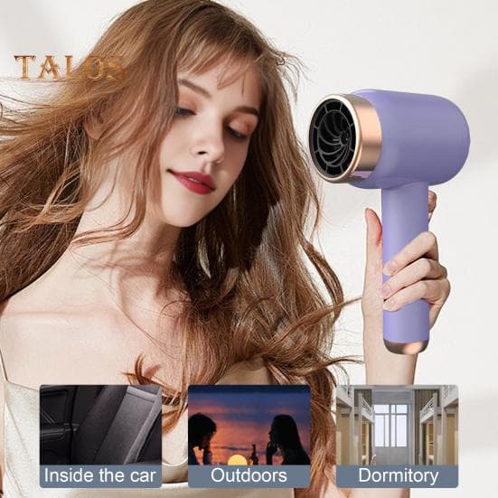 Sèche-cheveux sans fil 3 vitesses réglables, rechargeable, haute vitesse, séchage rapide, faible bruit, portable, voyage, camping, plage, femmes