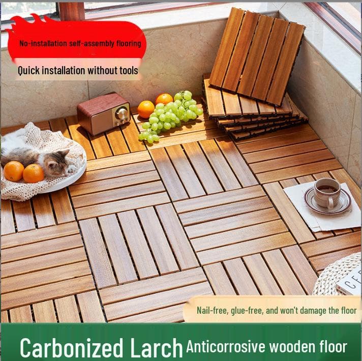 Plancher d'extérieur étanche en pin sylvestre carbonisé à emboîtement pour terrasse et patio