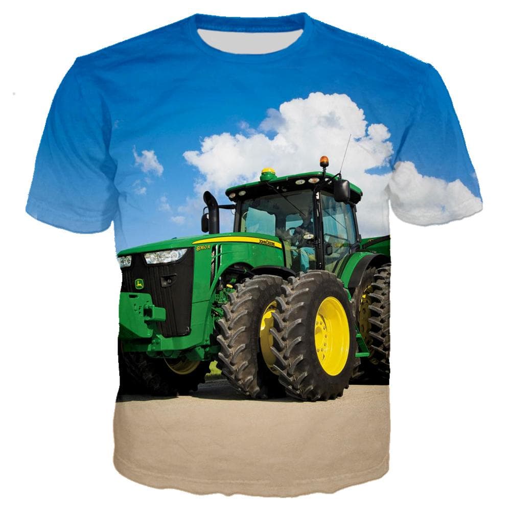 Kawaii 3D Print Car Tractor Kids T Shirt Summer Fashion Cartoon Casual T-shirt Boy Girl Unisex Children's Clothing Tshirt Tops cm
