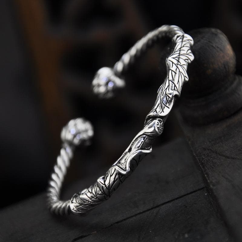 Bracelet Lotus Gravé Vintage Homme Créatif et Romantique Joncs Brillants Bijoux Rafraîchissants Ouverture
